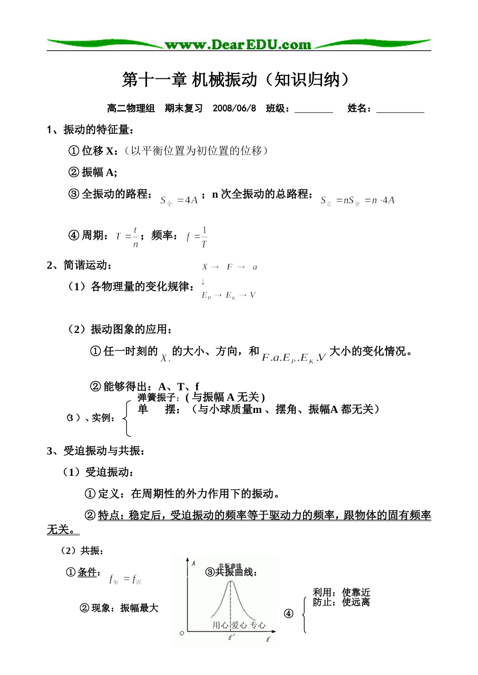 高中物理知识归纳选修 3-4、3-5_第1页