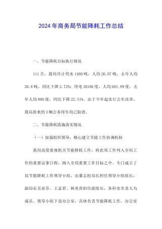 2024年商务局节能降耗工作总结