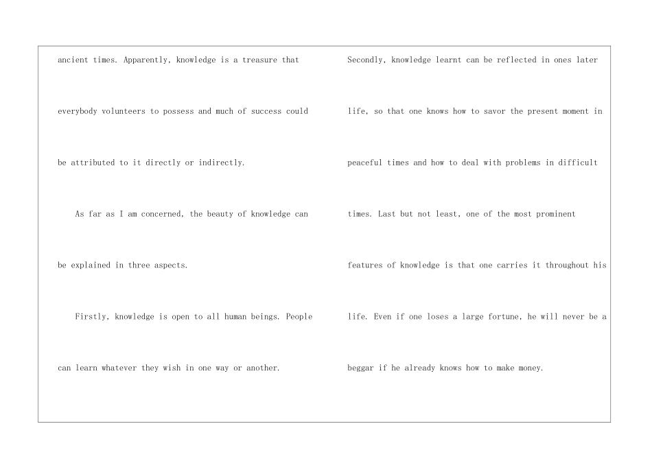 2024年四级英语作文预测及范文：知识之美-英语四级作文_第2页