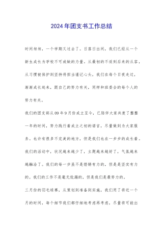 2024年团支书工作总结-