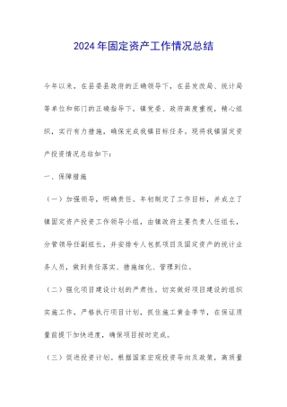 2024年固定资产工作情况总结-