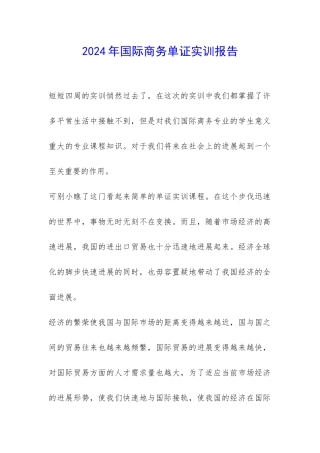 2024年国际商务单证实训报告-