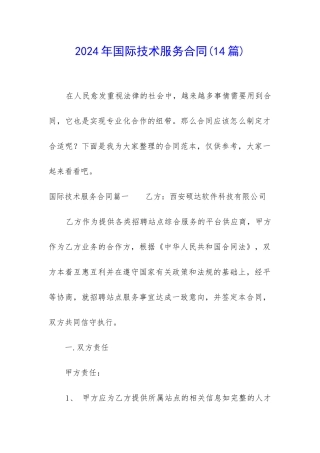 2024年国际技术服务合同