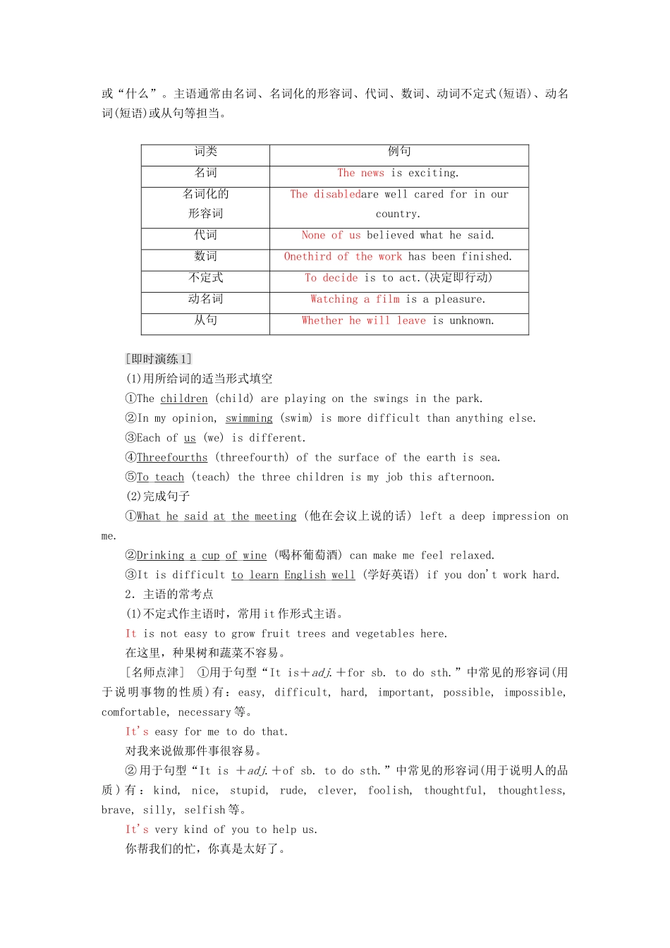 高中英语 Module 1 Deep South Section Ⅲ Grammar-主语和动词教学案 外研版选修8-外研版高二选修8英语教学案_第2页