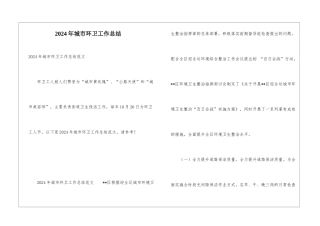 2024年城市环卫工作总结