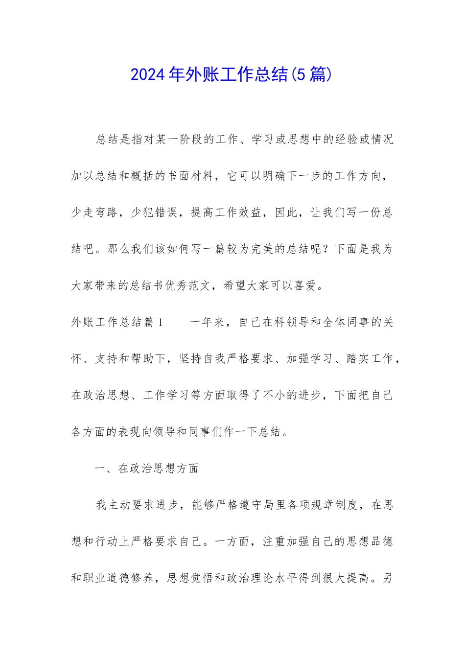 2024年外账工作总结_第1页