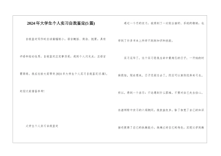 2024年大学生个人实习自我鉴定