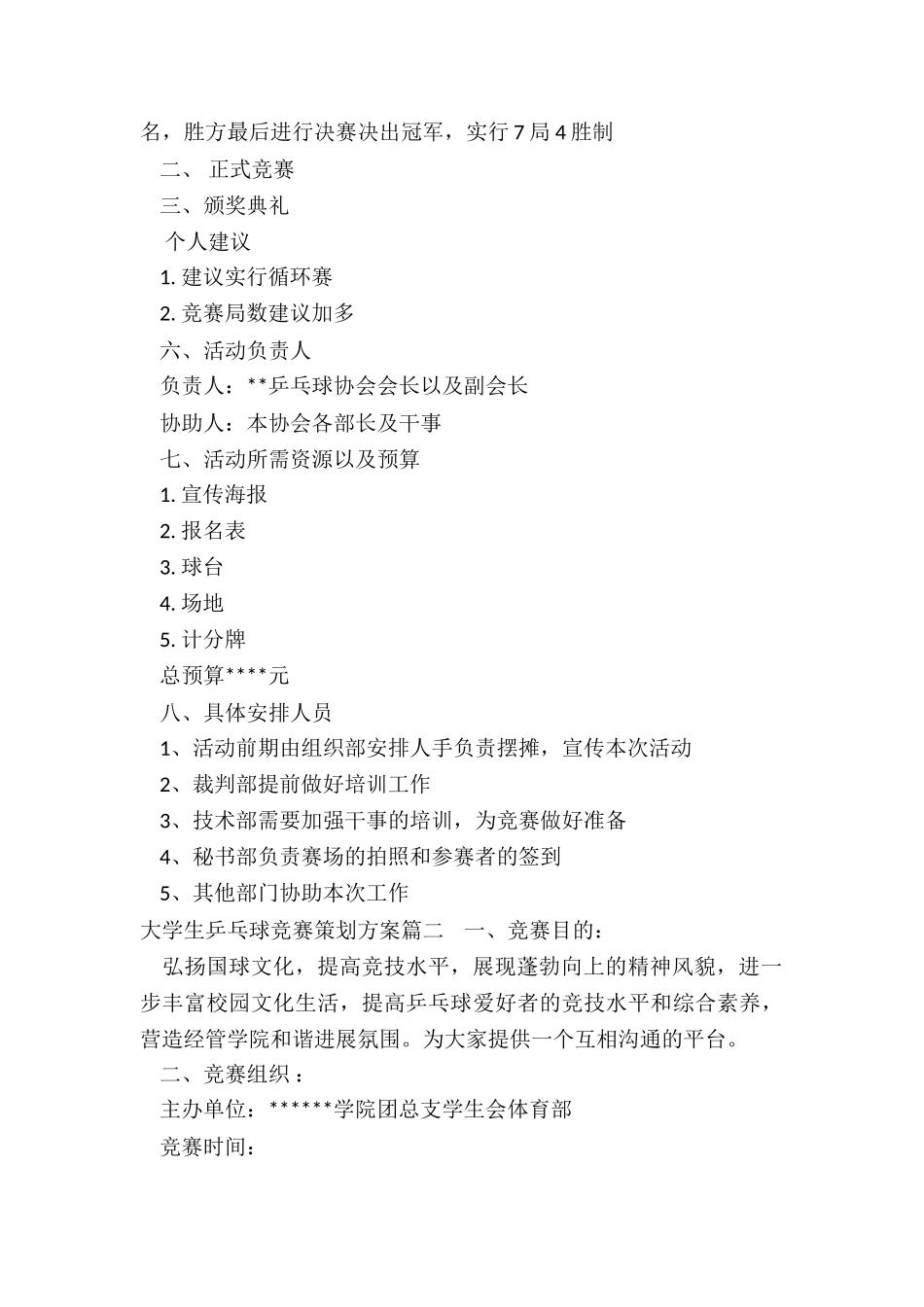 2024年大学生乒乓球比赛策划方案_第2页