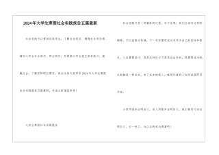 2024年大学生寒假社会实践报告五篇最新