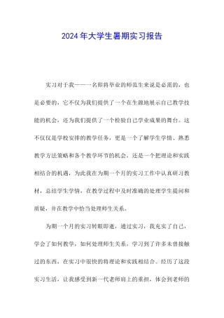2024年大学生暑期实习报告