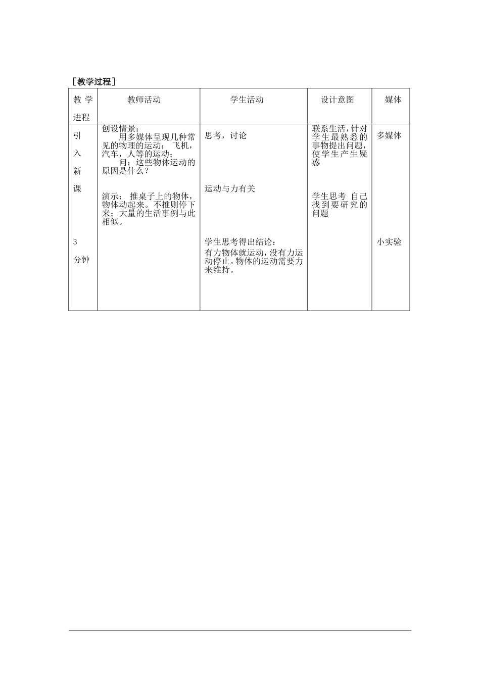 高中物理：3.1 从亚里士多德到伽利略 教案教科版必修1_第2页