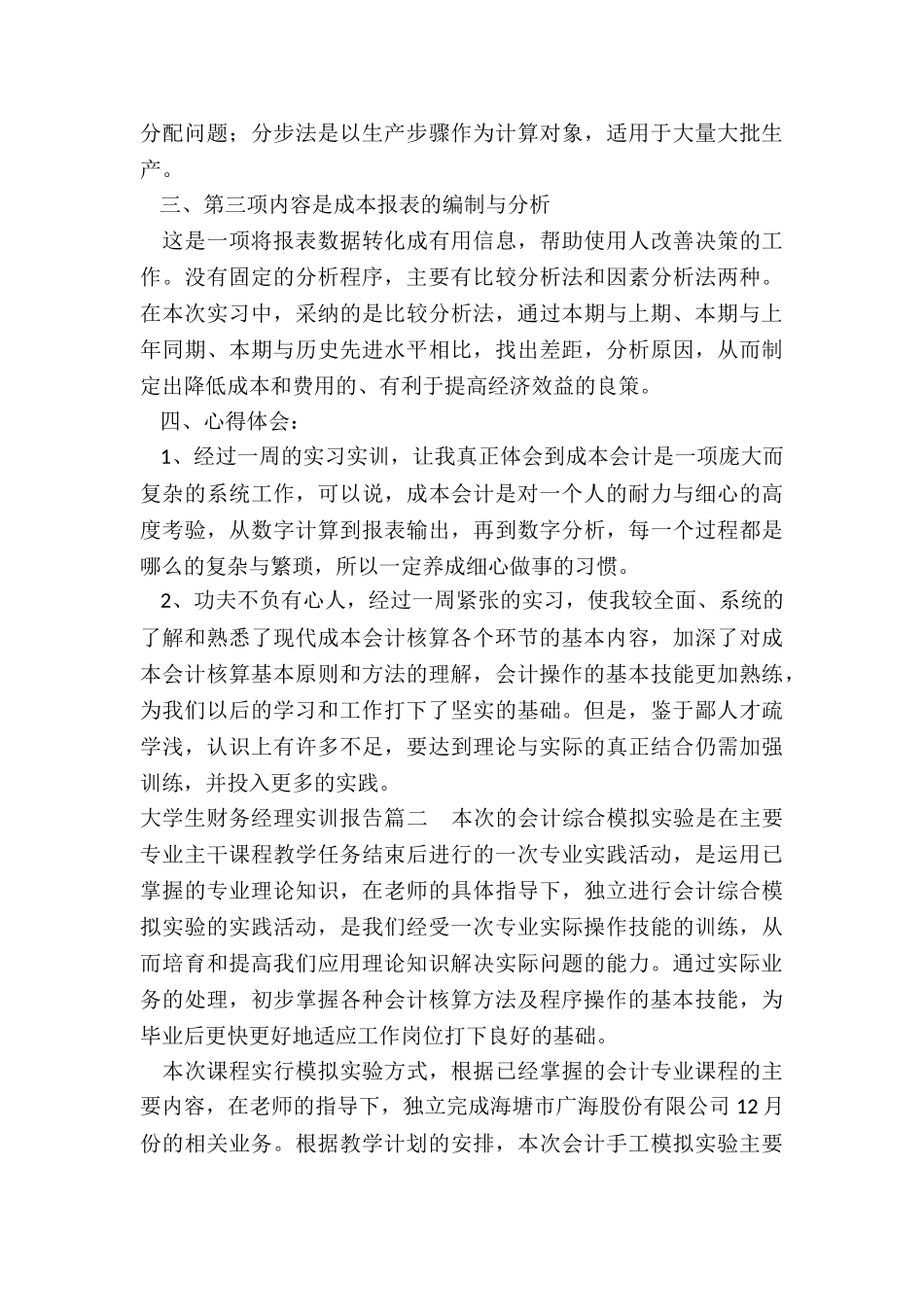 2024年大学生财务经理实训报告_第3页