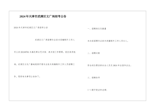 2024年天津市武清区文广局招考公告