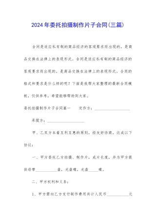 2024年委托拍摄制作片子合同