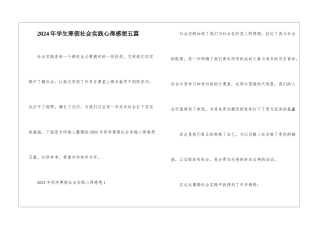 2024年学生寒假社会实践心得感想五篇