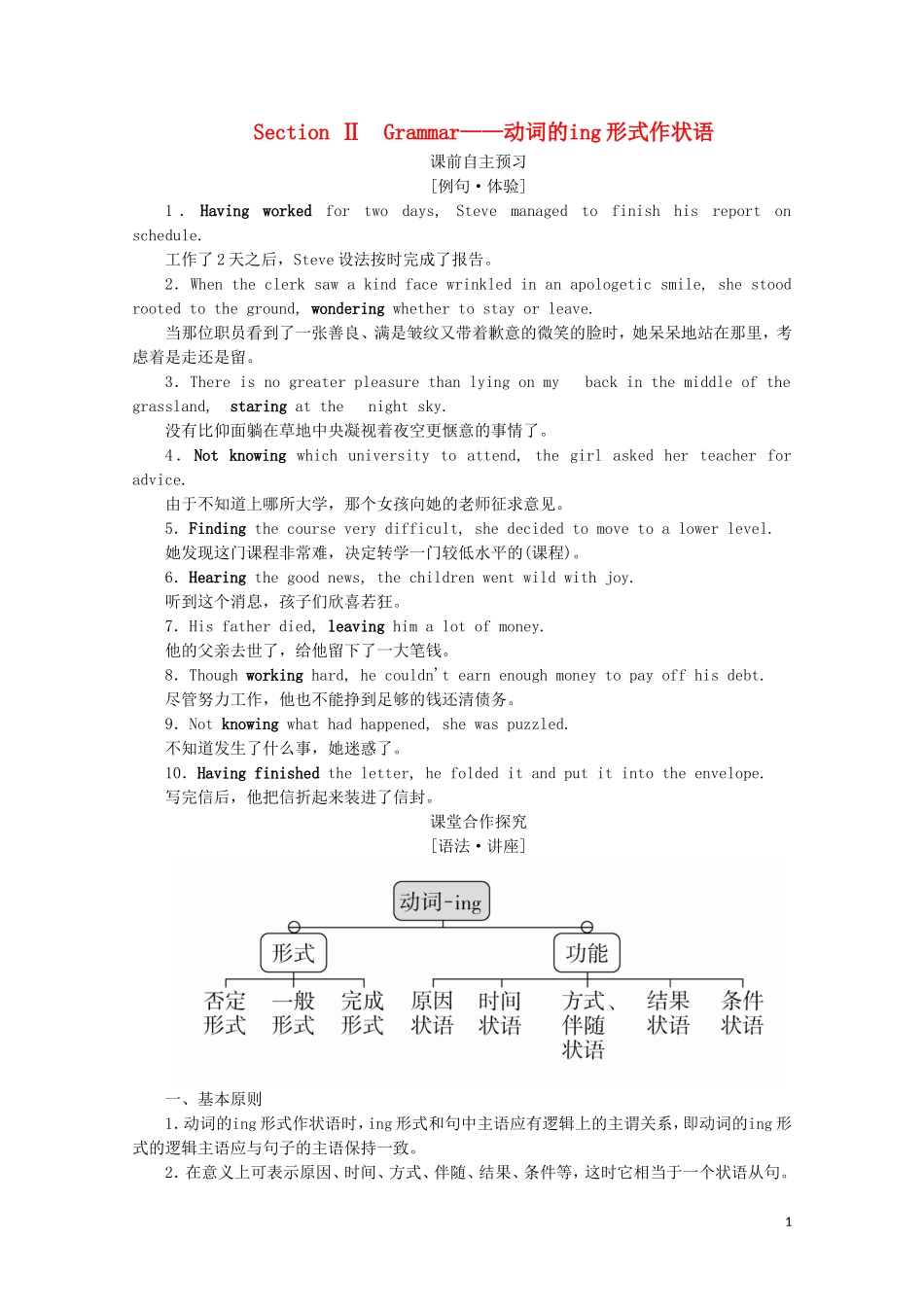 高中英语 Module 2 Fantasy Literature Section Ⅱ Grammar教学案 外研版选修6-外研版高二选修6英语教学案_第1页