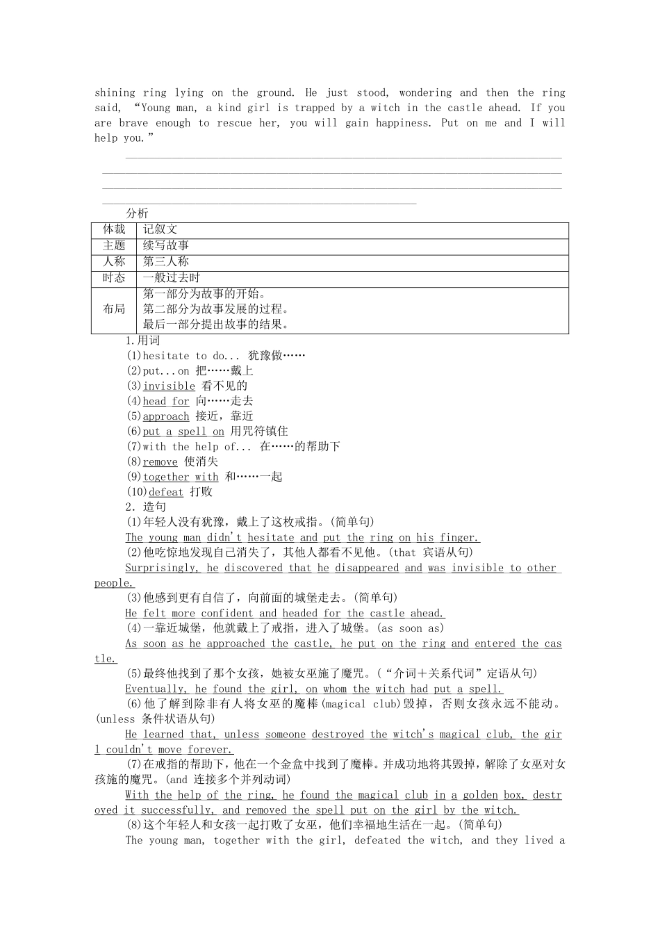 高中英语 Module 2 Fantasy Literature-Philip Pullman Section Ⅳ Writing—科幻故事学案（含解析）外研版选修6-外研版高二选修6英语学案_第2页