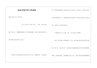 2024年实习生工作总结