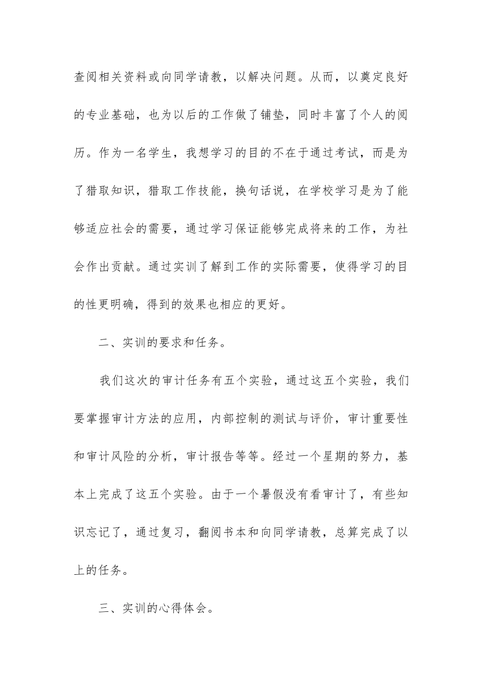 2024年审计实训心得体会500字汇总_第2页