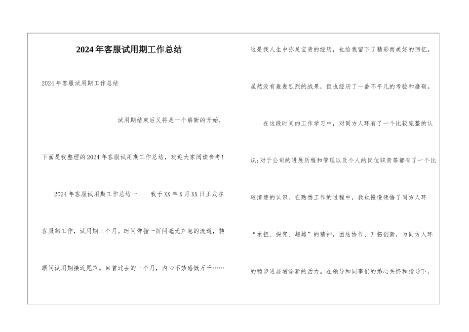 2024年客服试用期工作总结_第1页