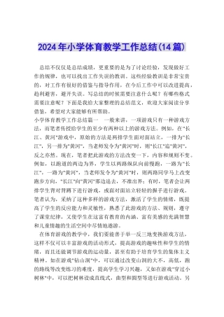 2024年小学体育教学工作总结