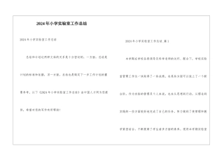 2024年小学实验室工作总结