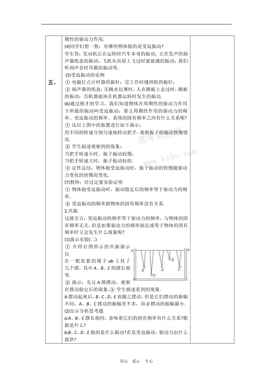 高中物理：11.5《外力作用下的振动》教案（新人教版选修3-4）_第2页