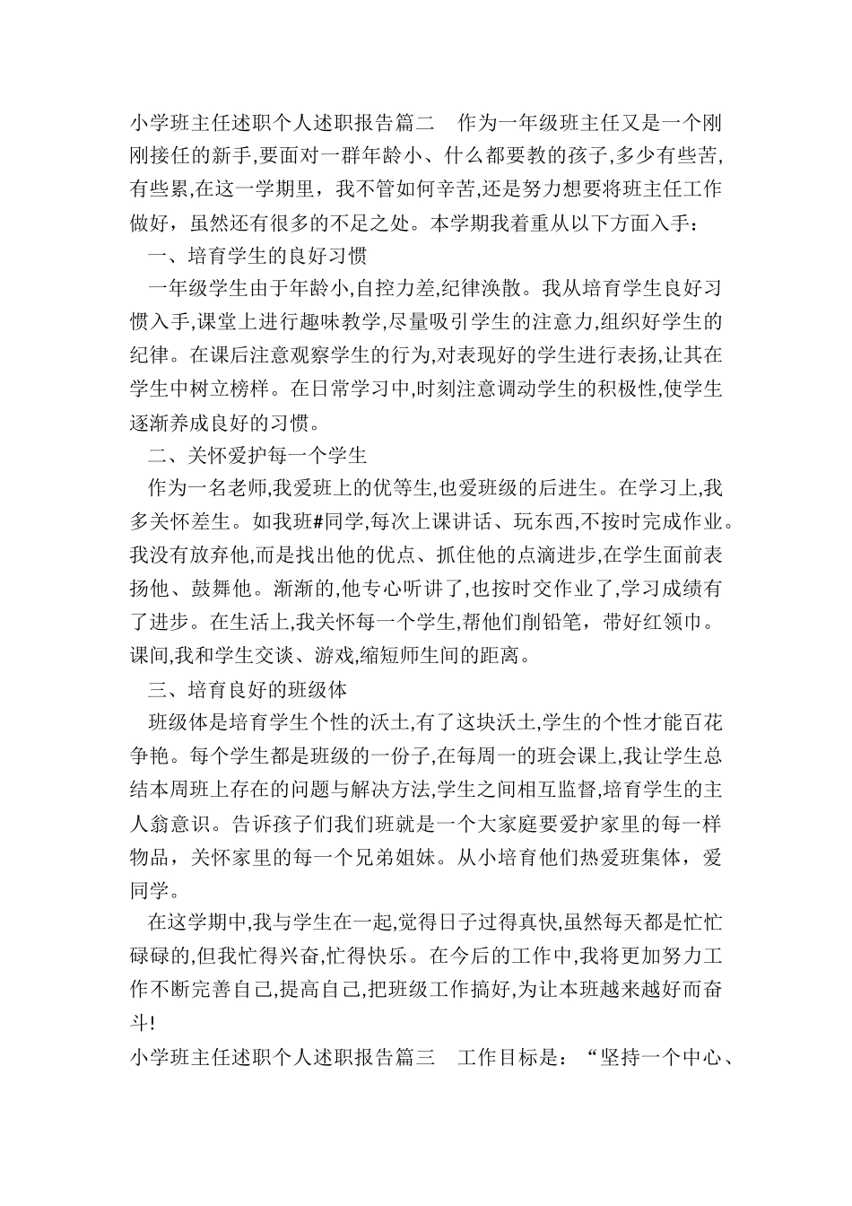 2024年小学班主任述职个人述职报告_第2页