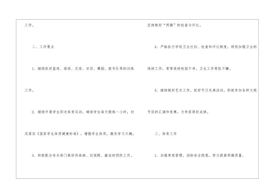 2024年小学第二学期体卫艺工作计划_第2页