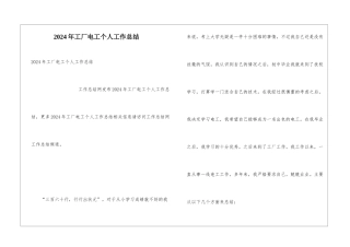 2024年工厂电工个人工作总结