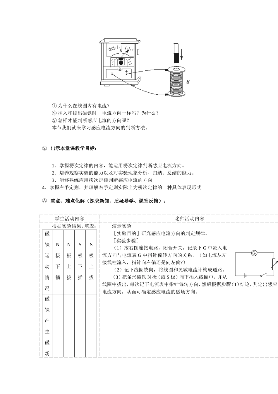 高中物理课题4.3 愣次定律教案新人教版选修2_第2页