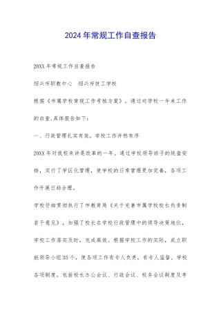 2024年常规工作自查报告-