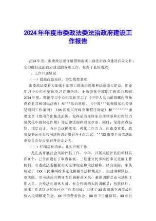 2024年年度市委政法委法治政府建设工作报告