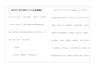 2024年广告公司员工个人工作总结精选