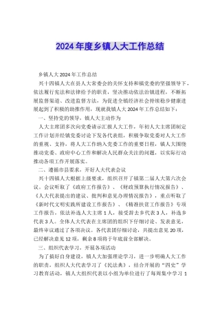 2024年度乡镇人大工作总结
