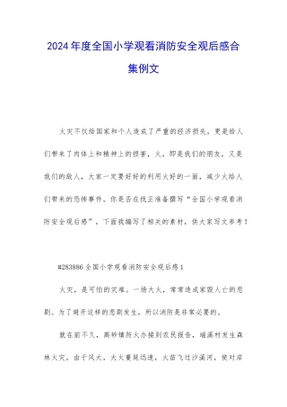 2024年度全国小学观看消防安全观后感合集例文