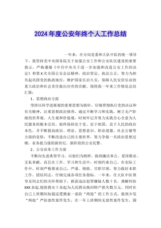 2024年度公安年终个人工作总结