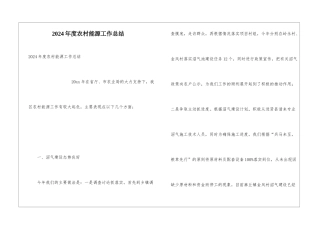 2024年度农村能源工作总结