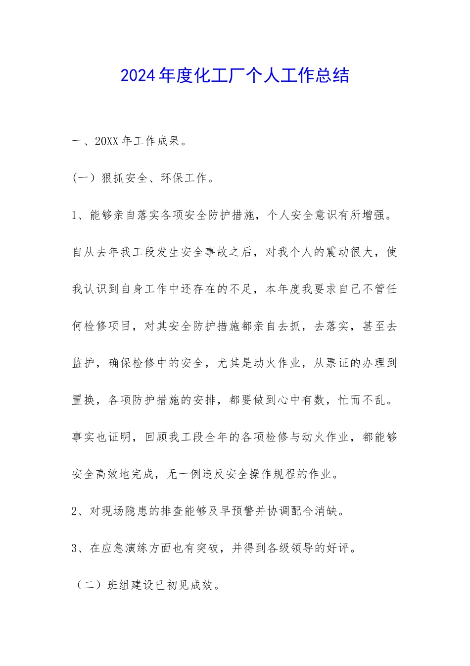 2024年度化工厂个人工作总结-_第1页