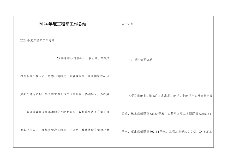 2024年度工程部工作总结_第1页