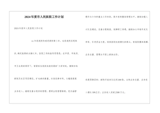 2024年度市人民医院工作计划