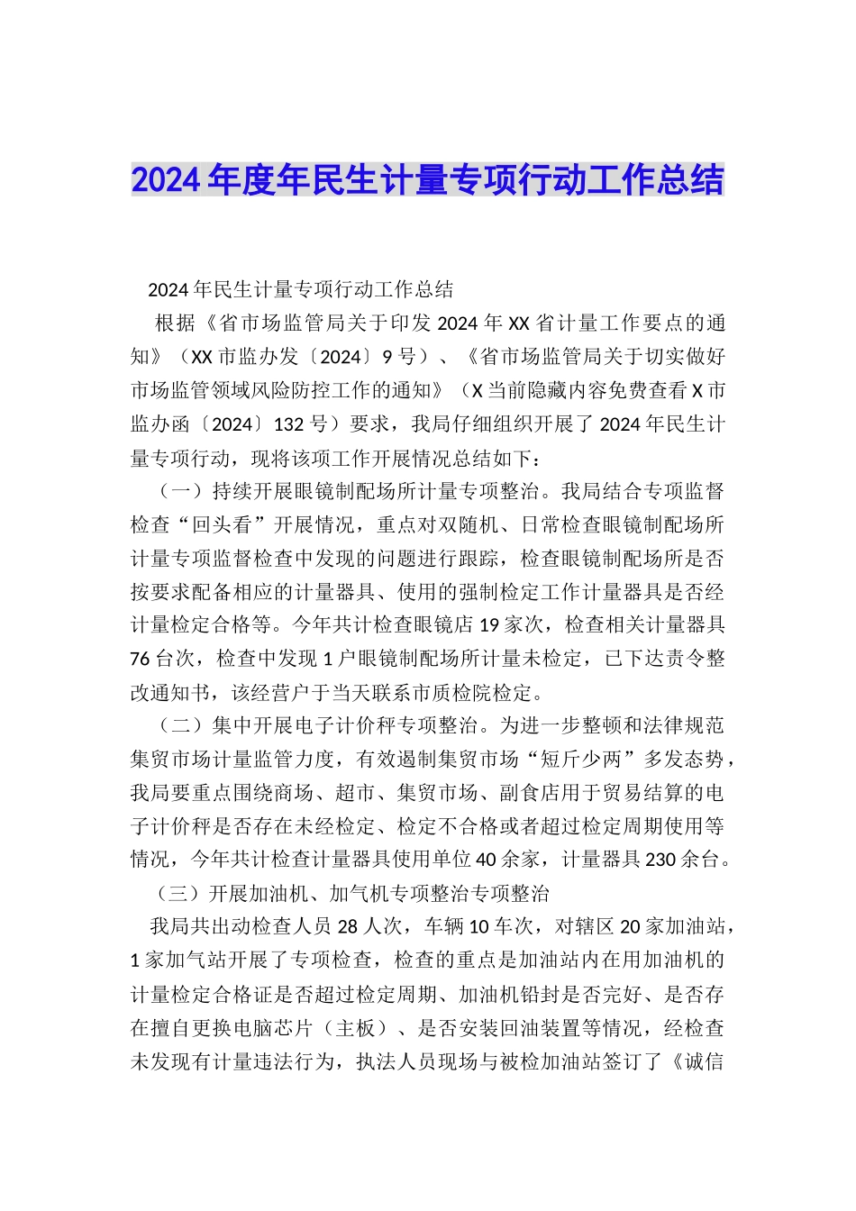 2024年度年民生计量专项行动工作总结_第1页