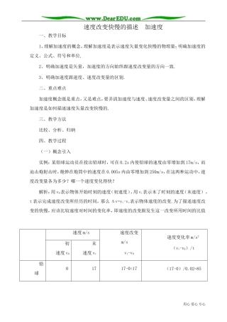 高中物理第一册速度改变快慢的描述  加速度