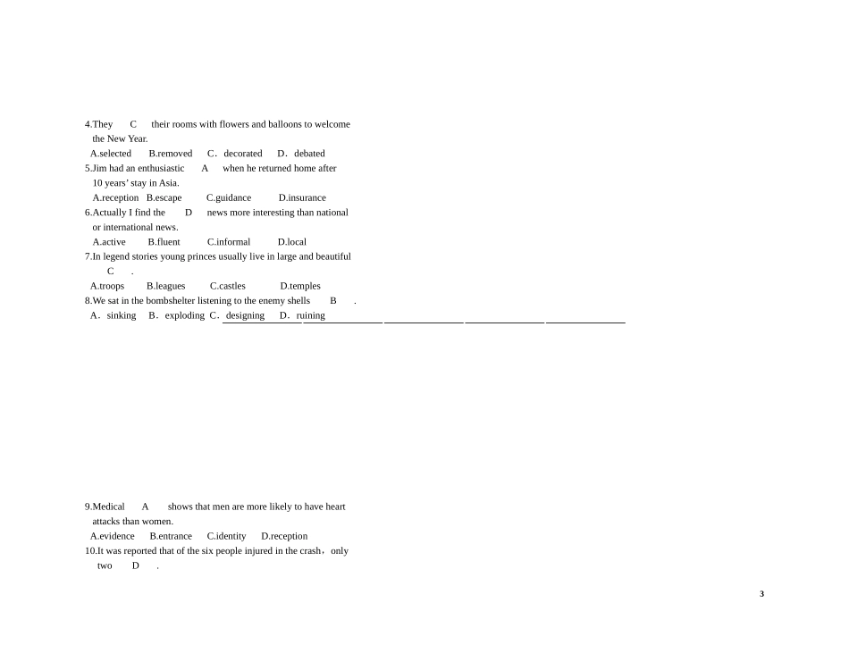 高中英语 Unit 1（练案+学案） 新人教版必修2　_第3页