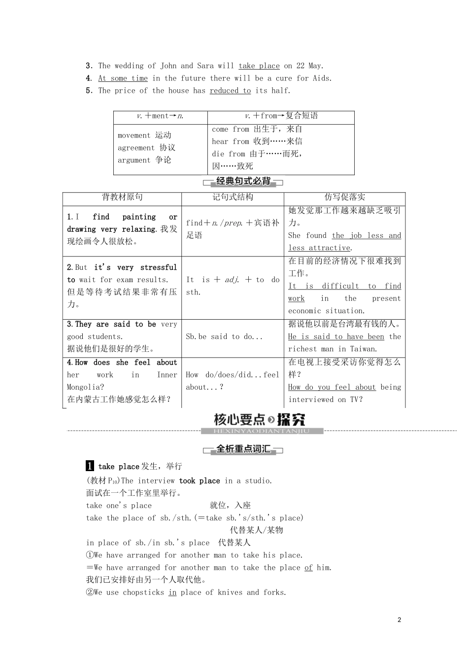 高中英语 Unit 1 Lifestyles Section Ⅳ Language Points（Ⅱ）（Lesson 2  Lesson 3）学案 北师大版必修1-北师大版高一必修1英语学案_第2页