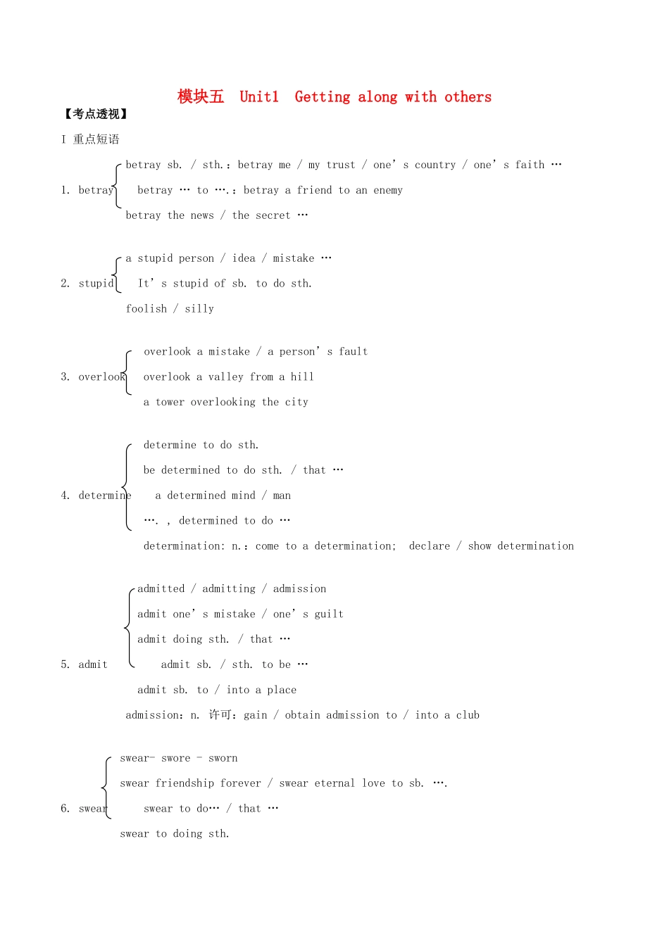高中英语 Unit 1《Getting along with others》Word power文字素材1 牛津译林版必修5_第1页