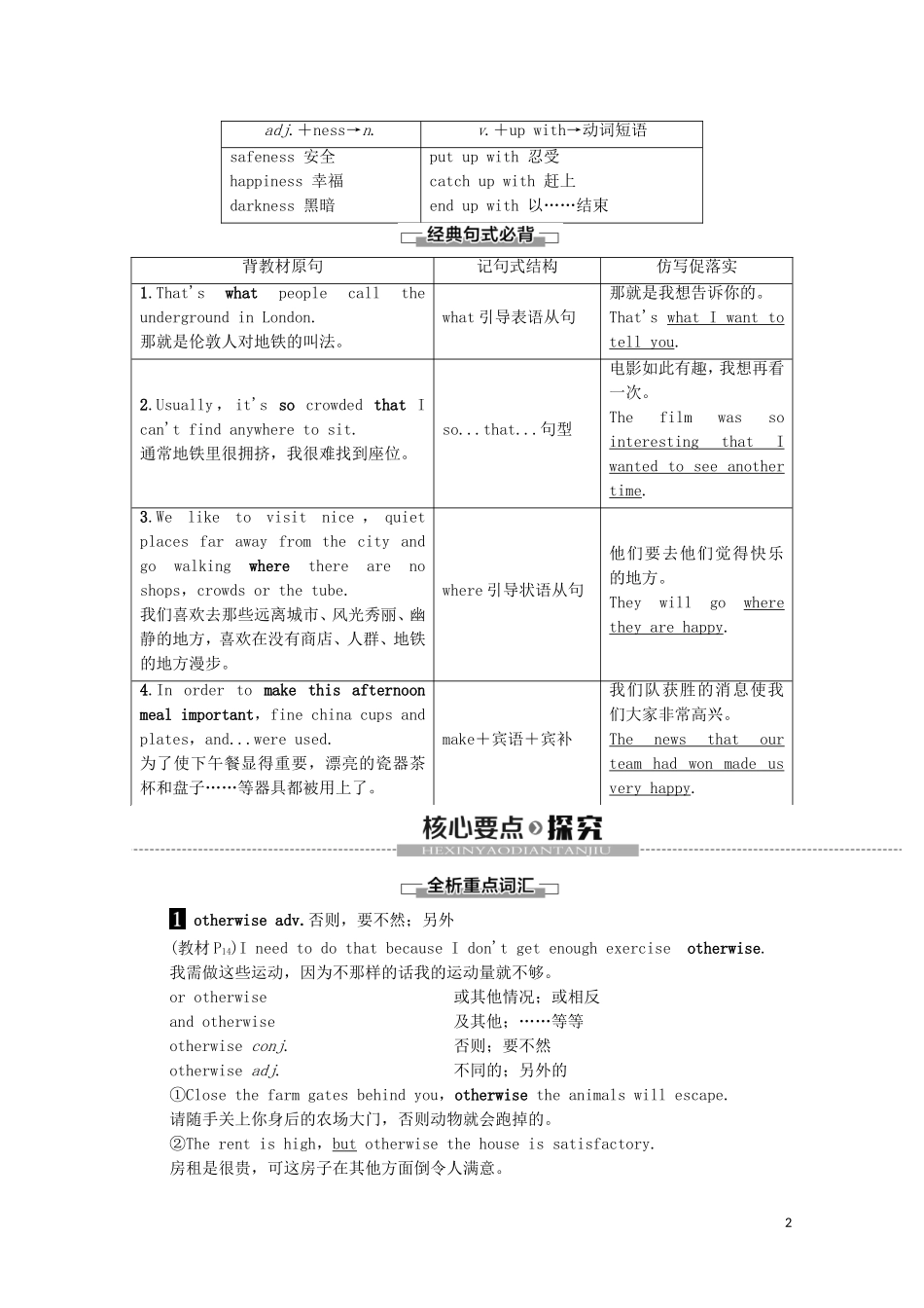 高中英语 Unit 1 Lifestyles Section Ⅵ Language Points（Ⅲ）（Lesson 4CommunicationWorkshopCulture Corner Bulletin Board）学案 北师大版必修1-北师大版高一必修1英语学案_第2页