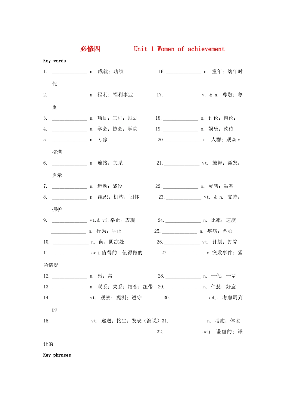 高中英语 unit 1素材 新人教版必修4_第1页