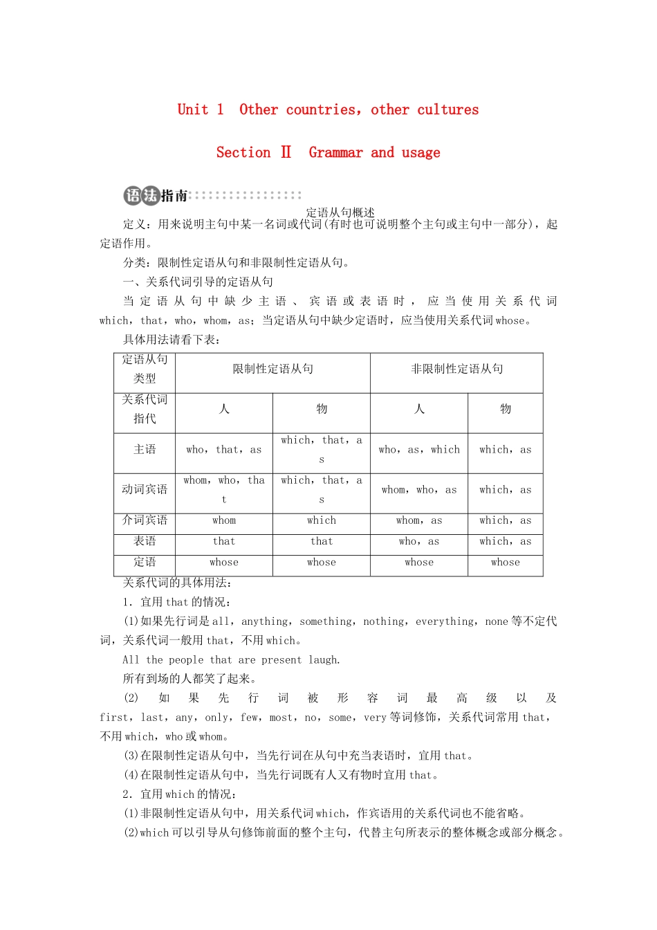 高中英语 Unit 1 Other countriesother cultures SectionⅡ学案 牛津译林版选修9-牛津版高二选修9英语学案_第1页