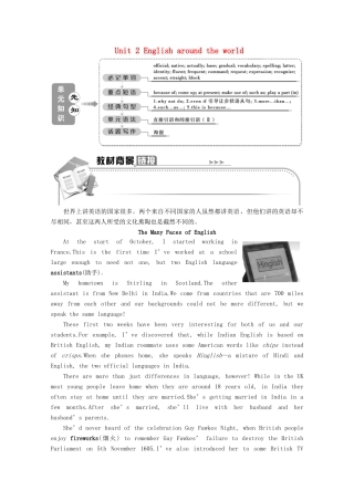 高中英语 Unit 2 English around the world Section Ⅰ Warming Up  Reading—Comprehending学案 新人教版必修1-新人教版高一必修1英语学案